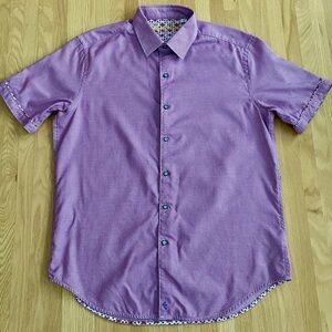 Robert Graham flip cuff geometric print short sleeve golf casual preppy shirt